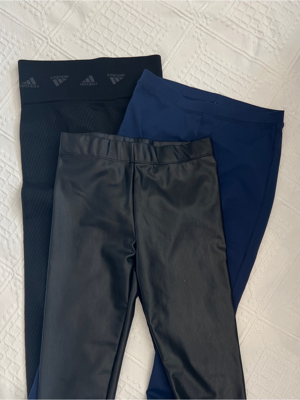 3 Brand name 2 Black and one Navy Workout Leggings Trio